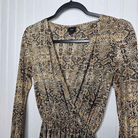 River Island Snake Print Wrap Dress Size Small Long Sleeve Boho Wedding Guest - Picture 3 of 8
